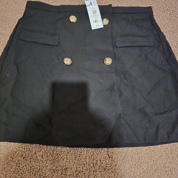 Dynamite jet black mini skirt with gold buttons - Picture 2 of 2